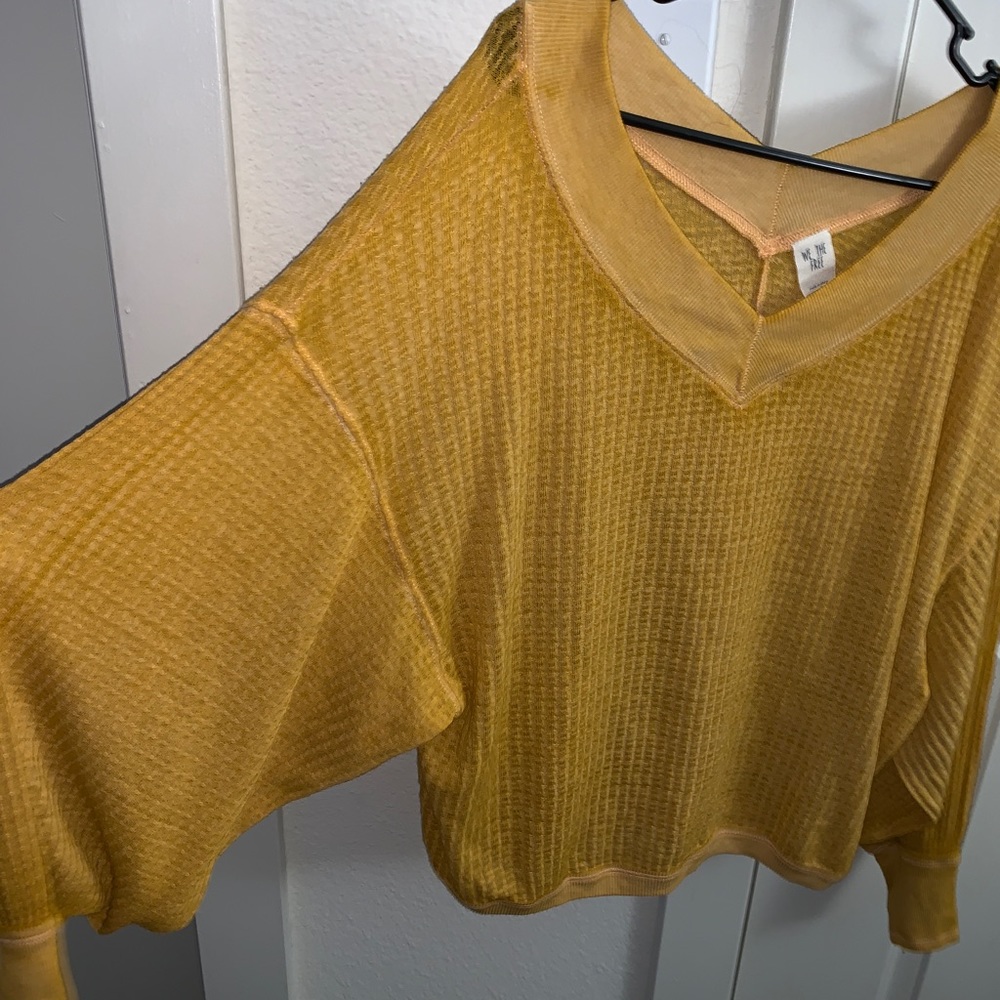 free people yellow long sleeve shirt